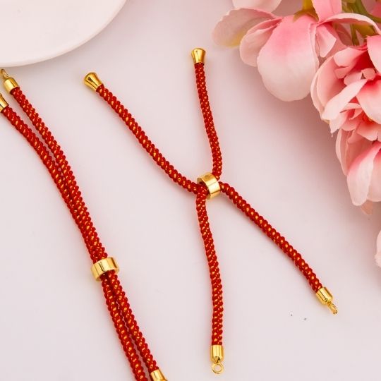 Pulsera ajustable anaranjada metalizada baño 18k