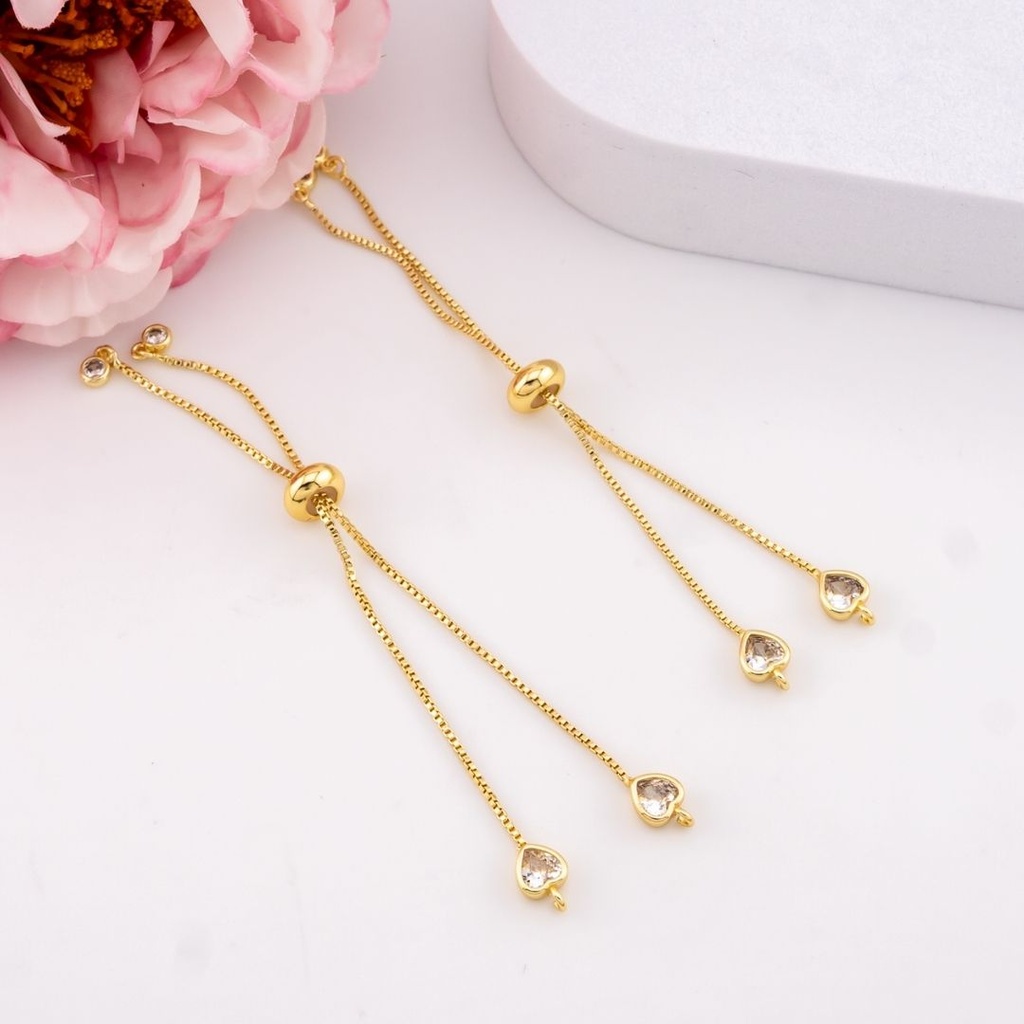 Pulsera ajustable de corazon baño 18k