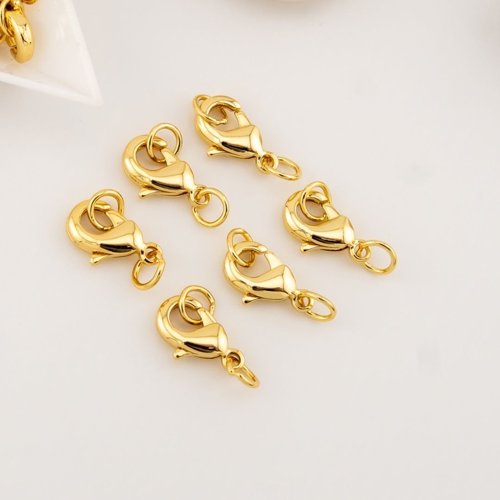 Broche Perico con boble argolla 12 mm Acero con baño 18k 