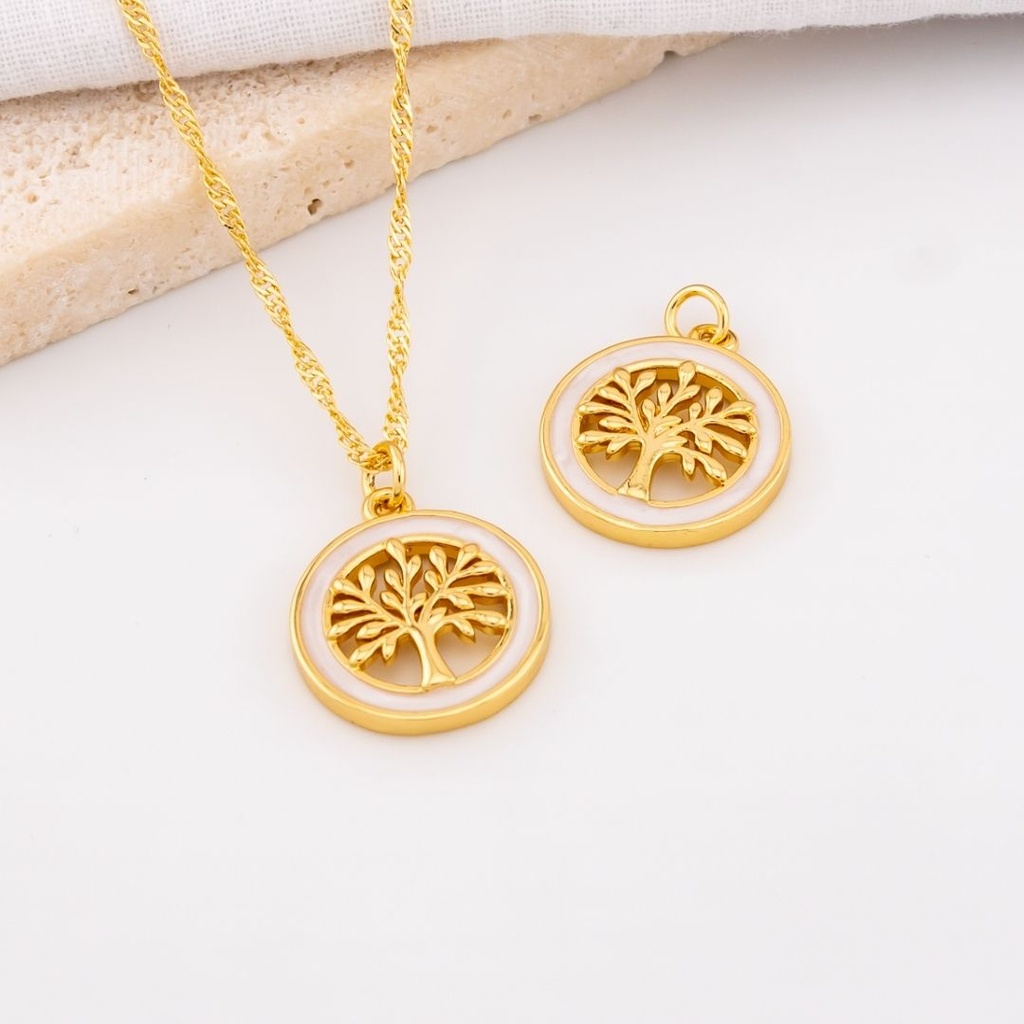 Dije esmaltado arbol de vida baño 18k