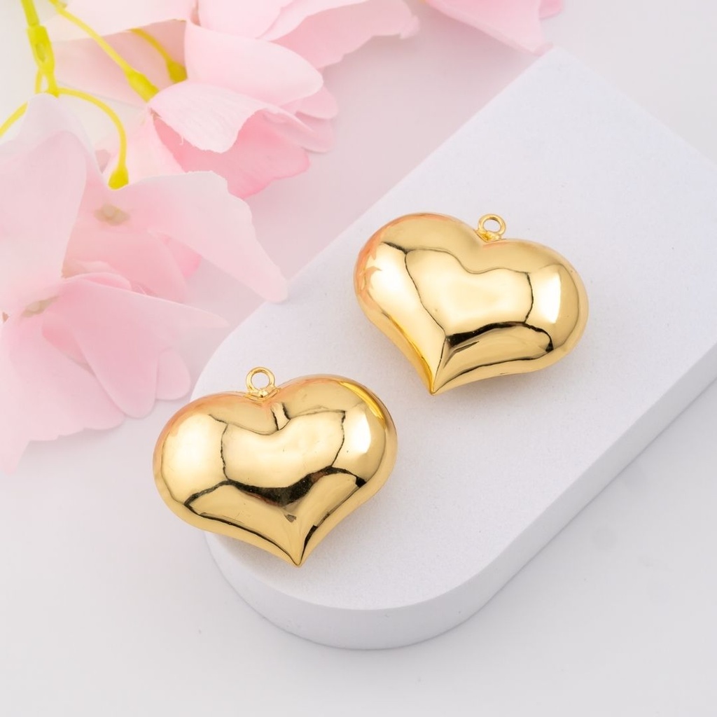 Dije de corazon solido grande baño 18k