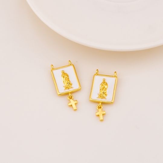 Escapulario Virgen de Guadalupe esmaltado con colgante baño 18k
