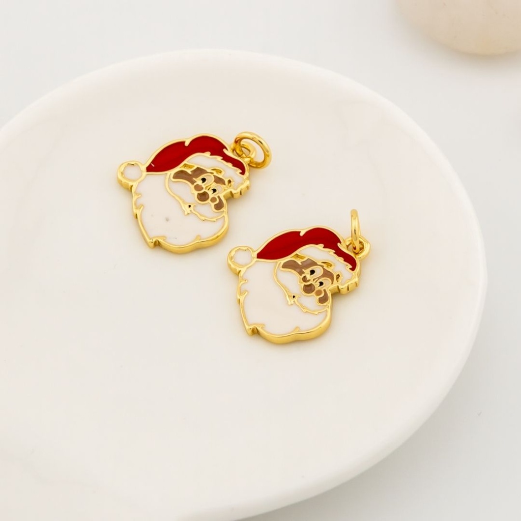  Dije navideño santa claus esmaltado con baño 18k