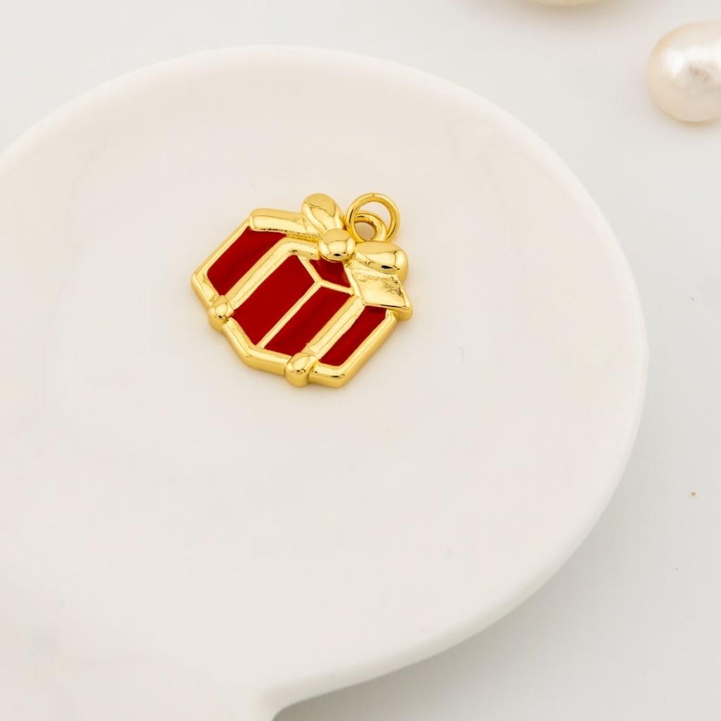  Dije navideño regalo esmaltado con baño 18k