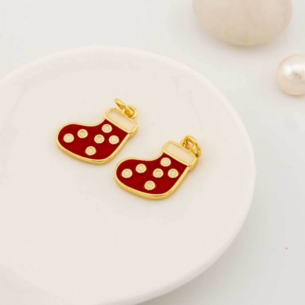  Dije navideño botas esmaltado con baño 18k