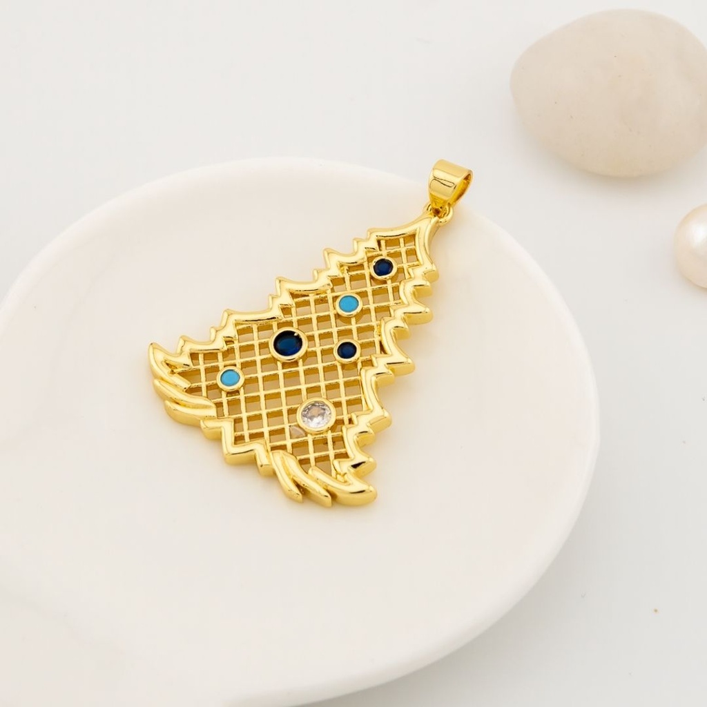  Dije arbol navideño con zirconias  baño 18k