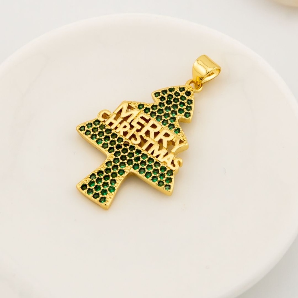  Dije arbol navideño merry christmas micropave con baño 18k