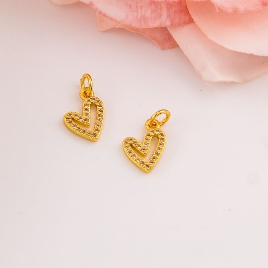 Dije de corazon mini (transparente) con micropave