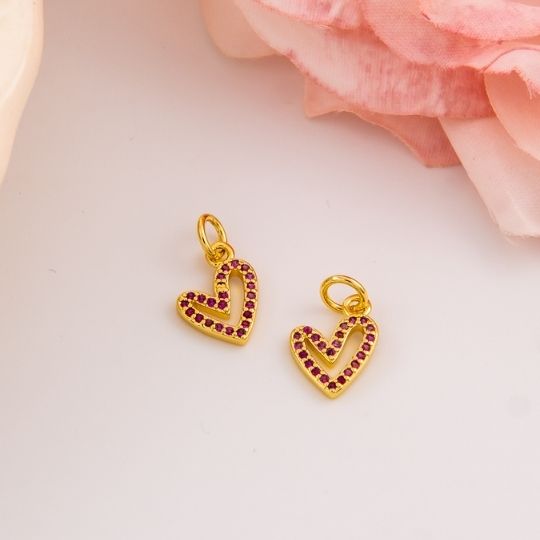Dije de corazon mini (fucsia) con micropave