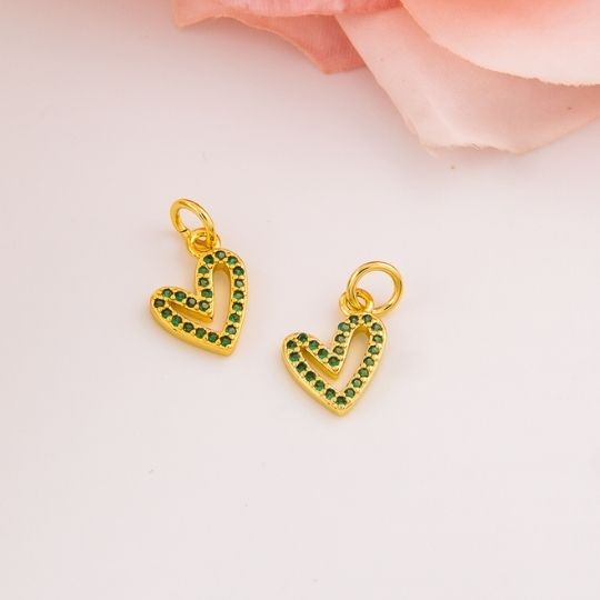Dije de corazon mini (verde) con micropave
