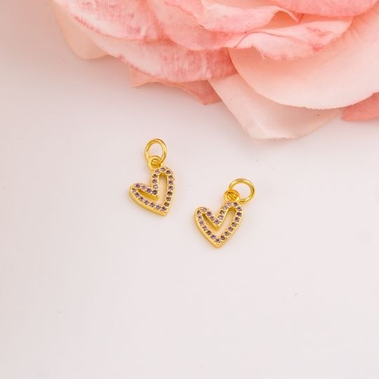 Dije de corazon mini (lila) con micropave