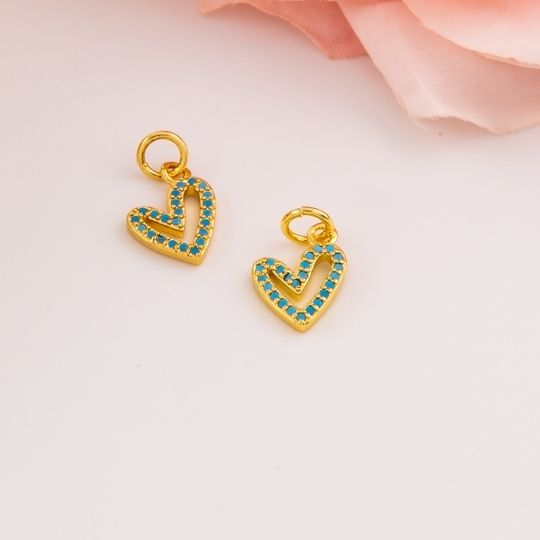 Dije de corazon mini (celeste) con micropave