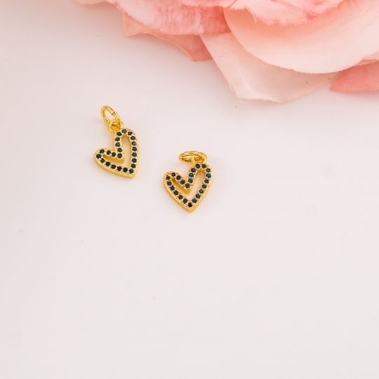 Dije de corazon mini (azul) con micropave