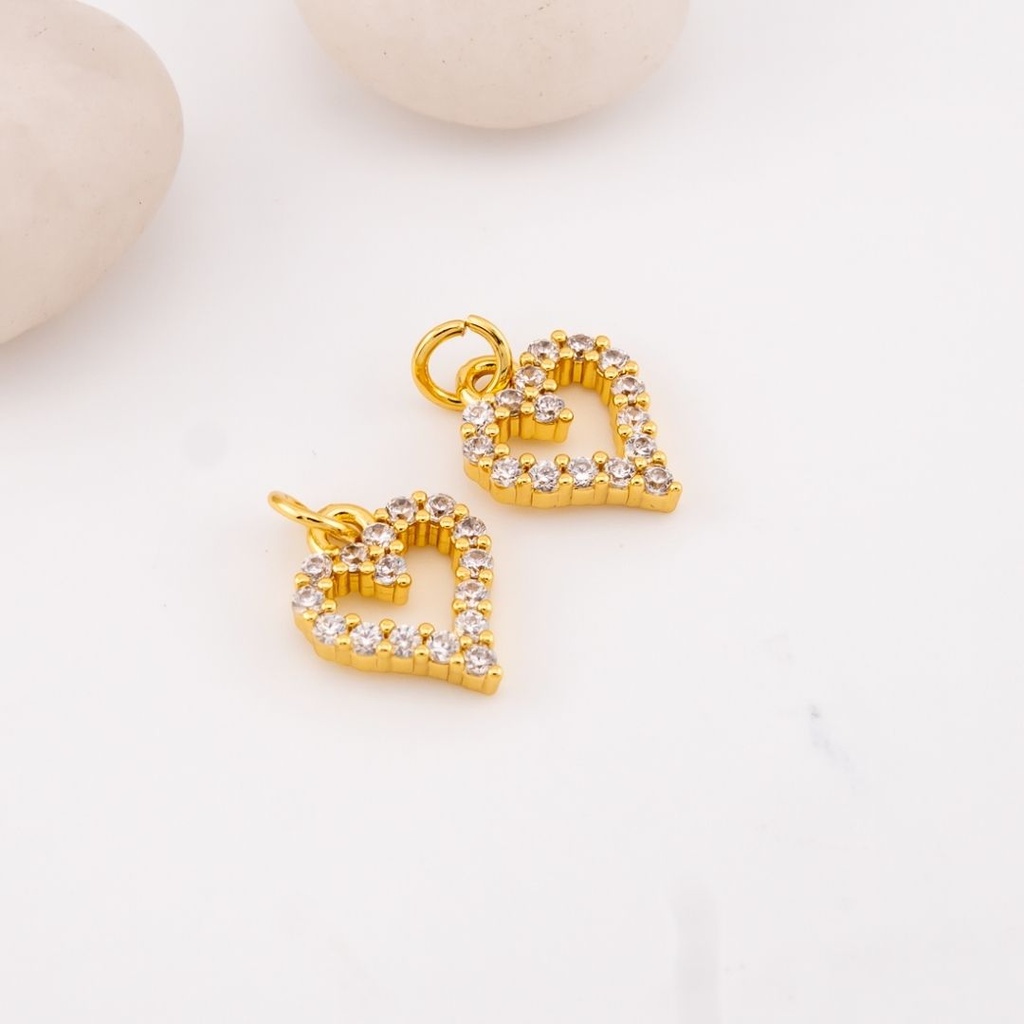 Dije mini corazon micropave baño 18k