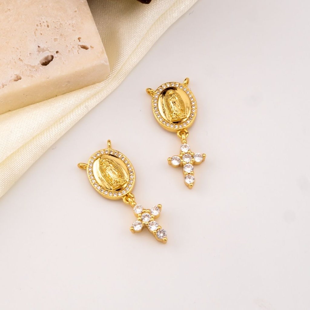 Dije para rosario Virgen de Guadalupe baño 18k