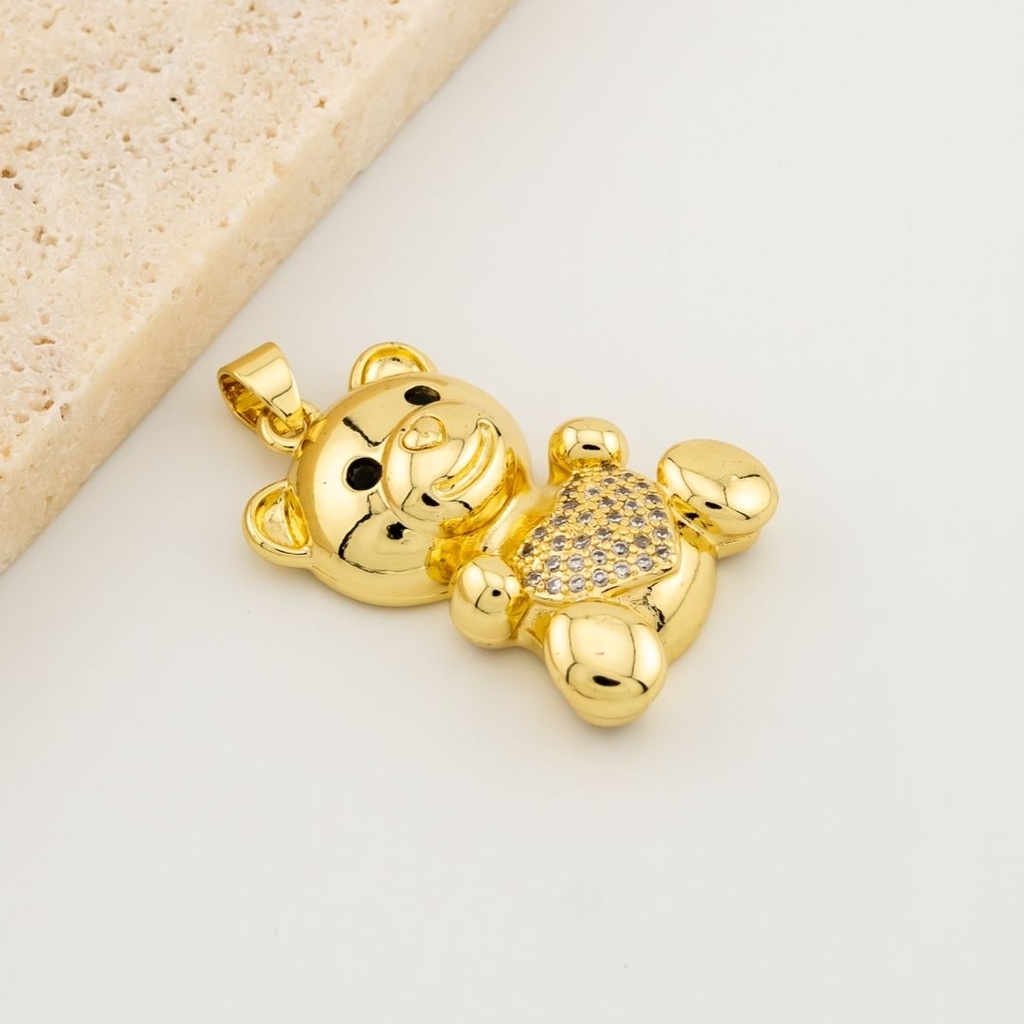 Dije oso concorazon en  micropave y baño 18k