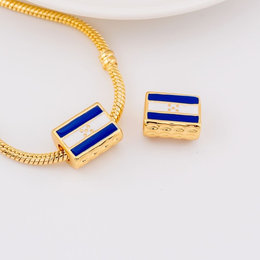 DIje estilo pandora bandera de honduras esmaltado baño de 18k