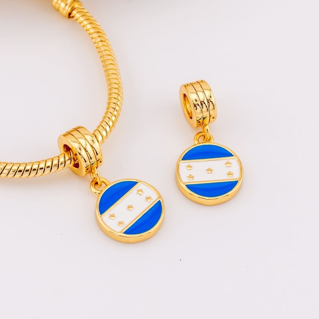 DIje estilo pandora bandera de honduras esmaltado baño de 18k