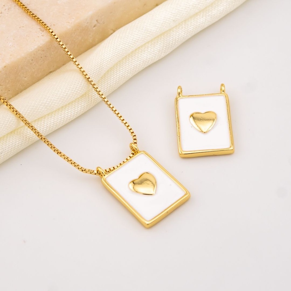 Dije escapulario CORAZON esmaltado baño 18k