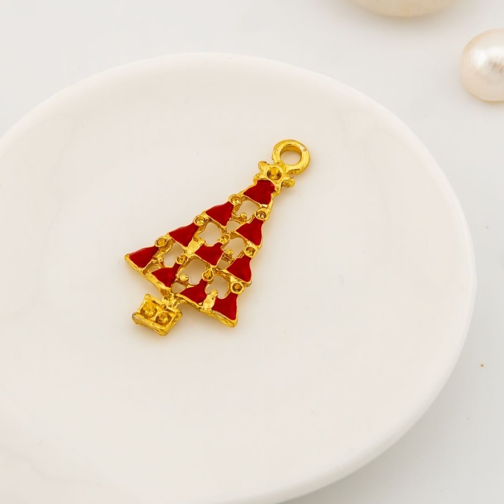  Dije arbol navideño con zirconias esmaltado con baño 18k