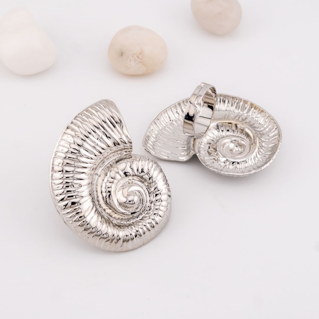 Anillo ajustable chunky caracol baño 18k