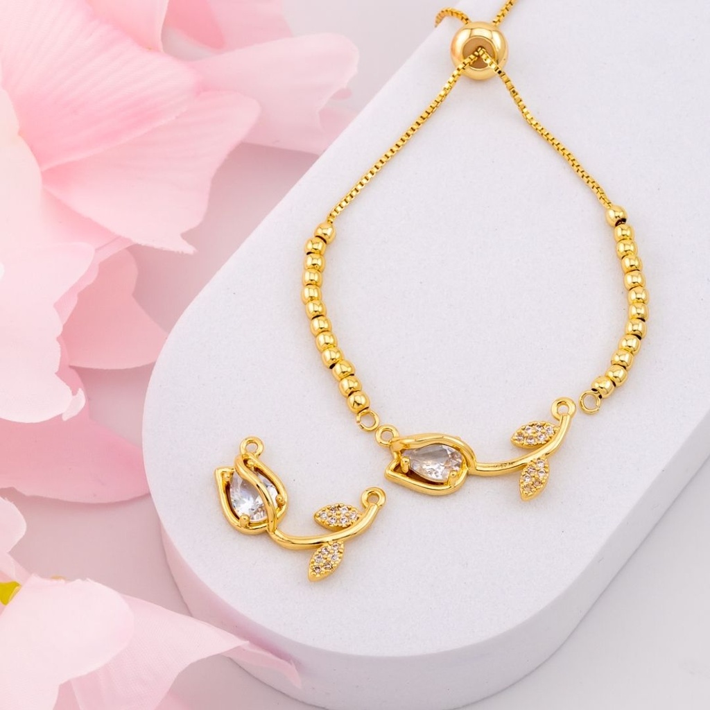 Enlace de tulipan micropave baño 18k AB