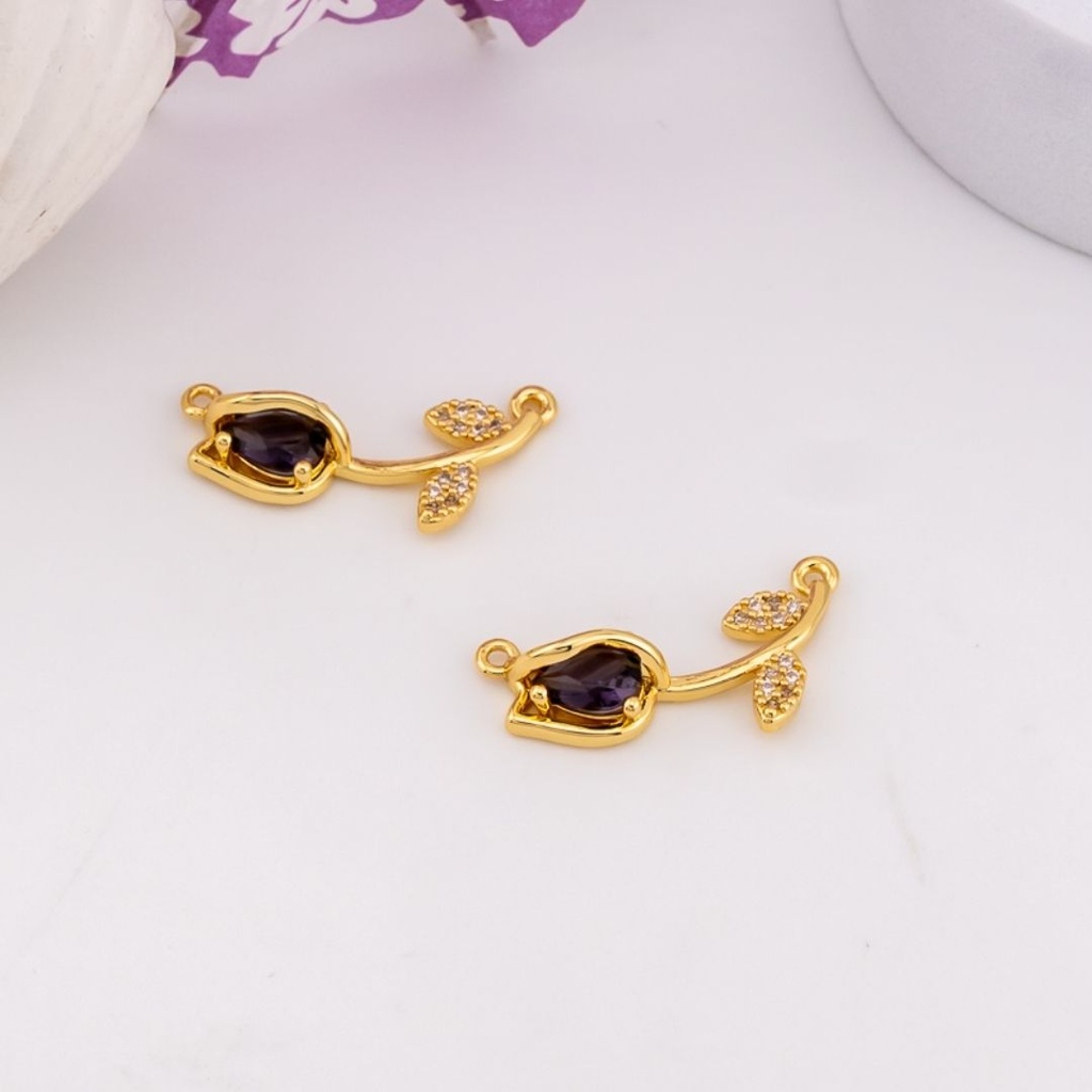 Enlace de tulipan con zirconias baño 18k negro