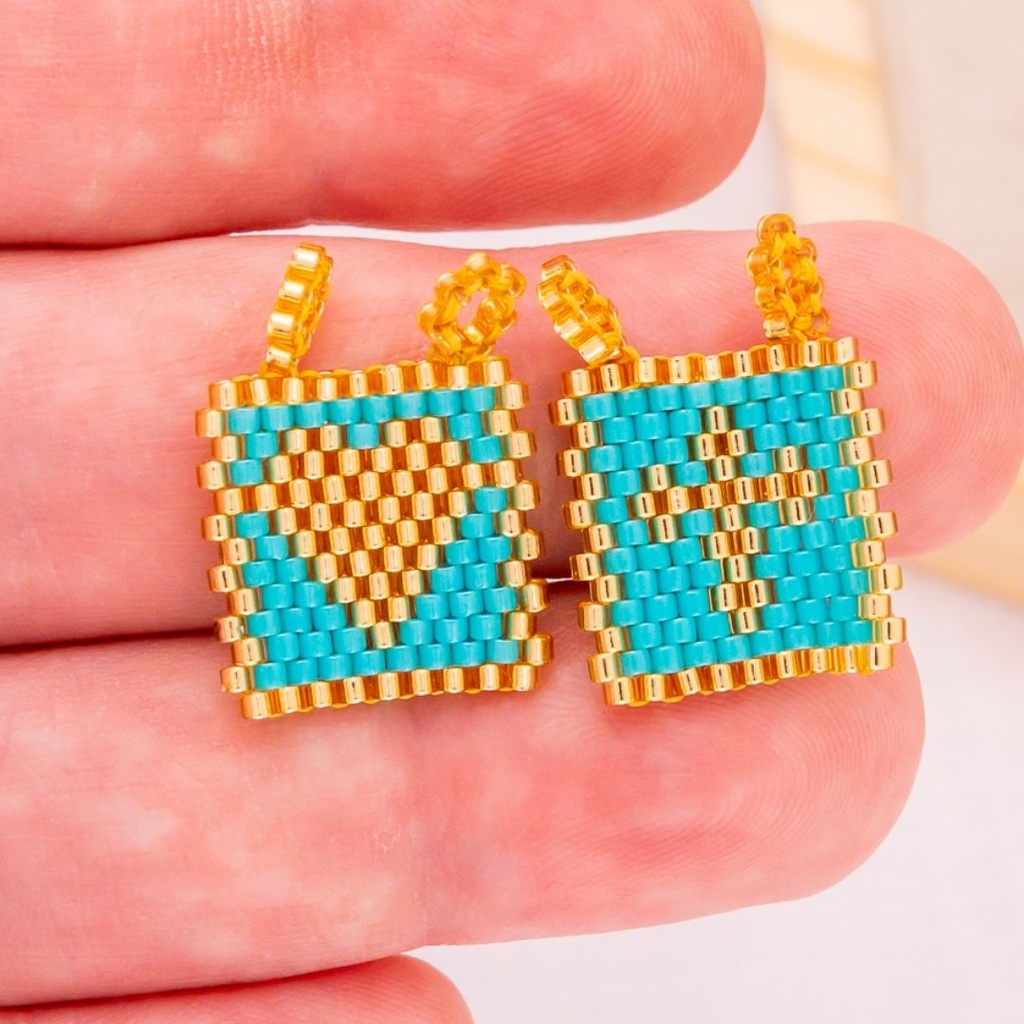 DIJE MIYUKI CORAZON Y CRUZ AZUL TURQUEZA