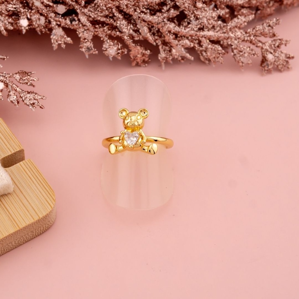 Anillo ajustable de osito baño 18k