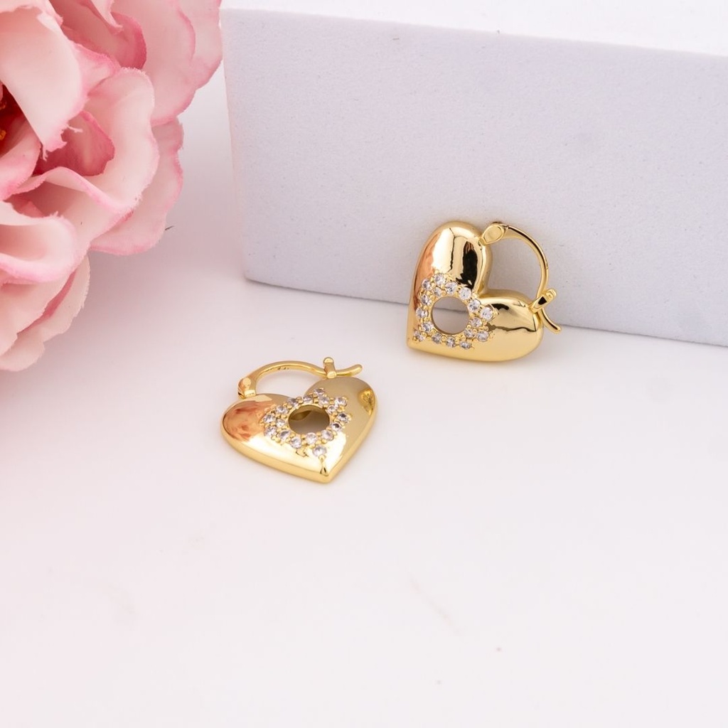Argollas de corazon baño 18k