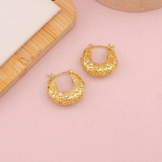 Argollas con zirconias baño 18k