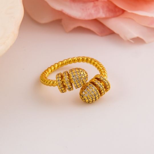 Anillo ajustable con zirconias baño 18k