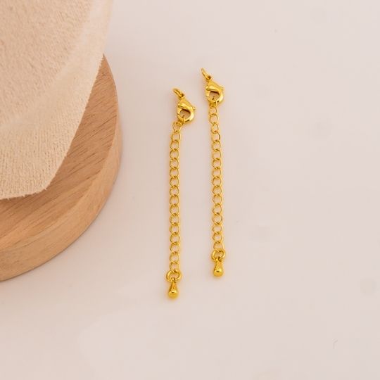 Broche extension con colgante de gota baño 18k