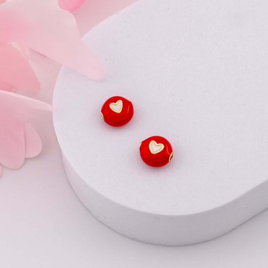 Separador de corazon redondo esmaltado baño 18k