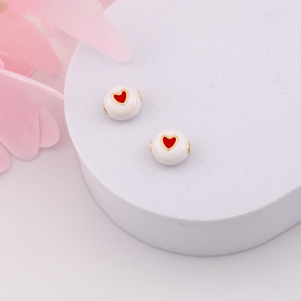 Separador de corazon redondo esmaltado baño 18k