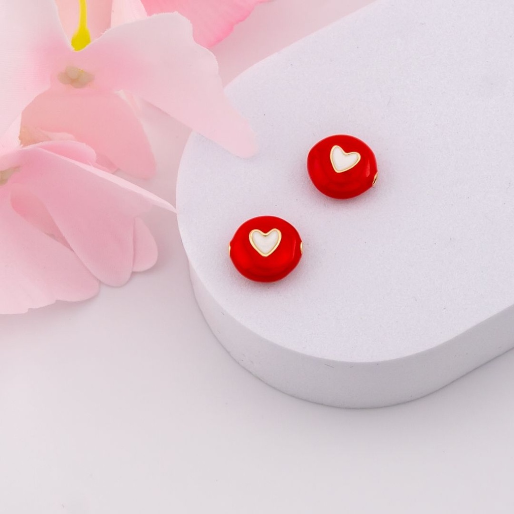 Separador de corazon redondo esmaltado baño 18k