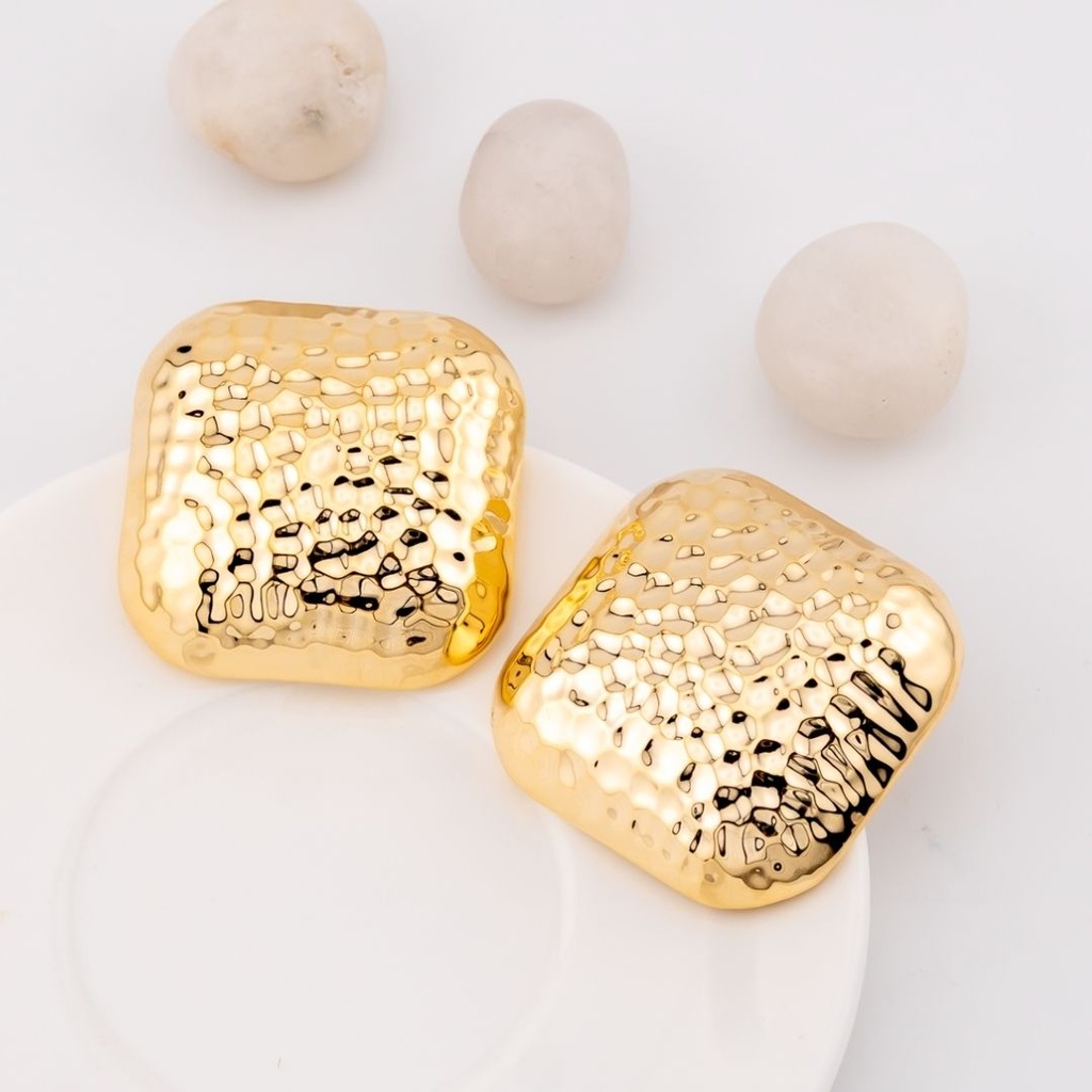 Aretes chunky livianos baño 18k pin de plata