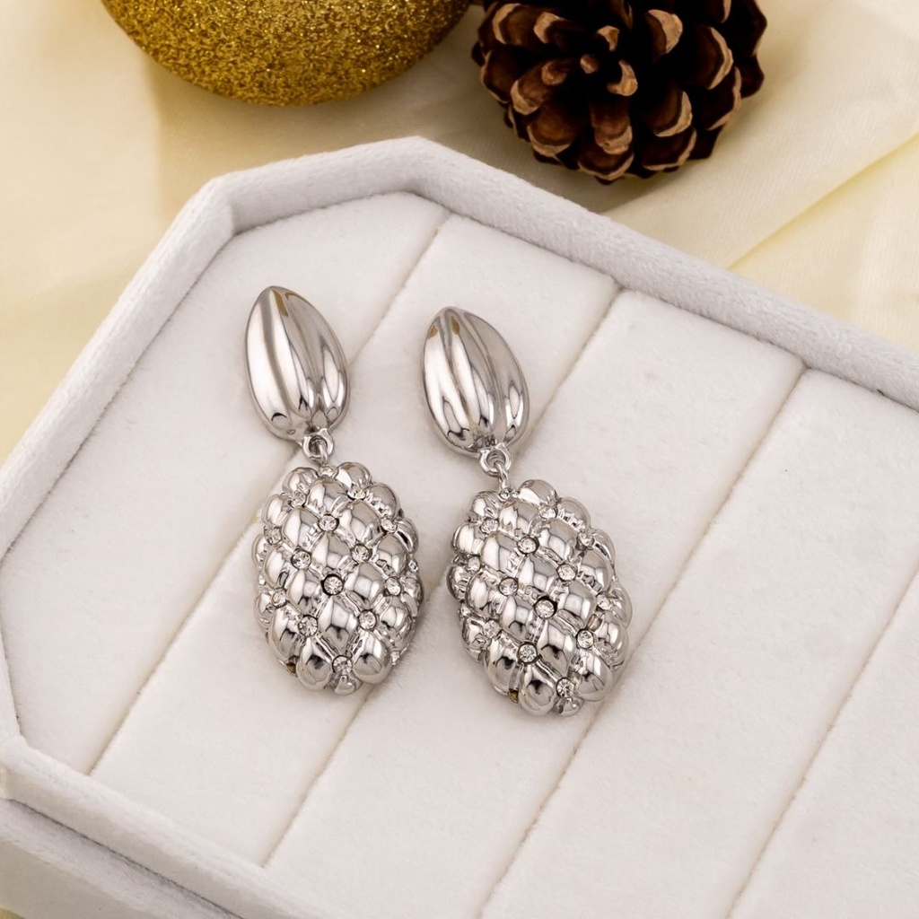 Aretes colgantes con zirconias baño 18k