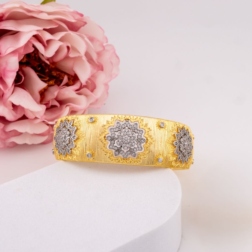 Brazalete doble tono baño 18k