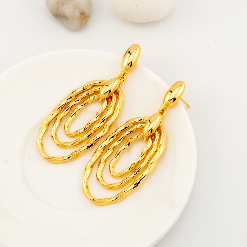 Aretes colgantes baño 18k pin de plata