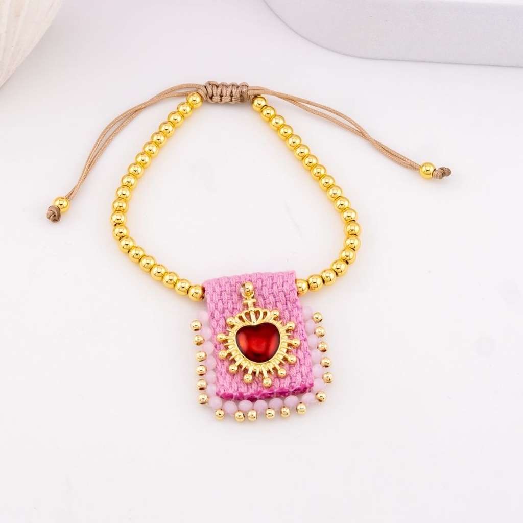 Pulsera de escapulario baño 18k rosa