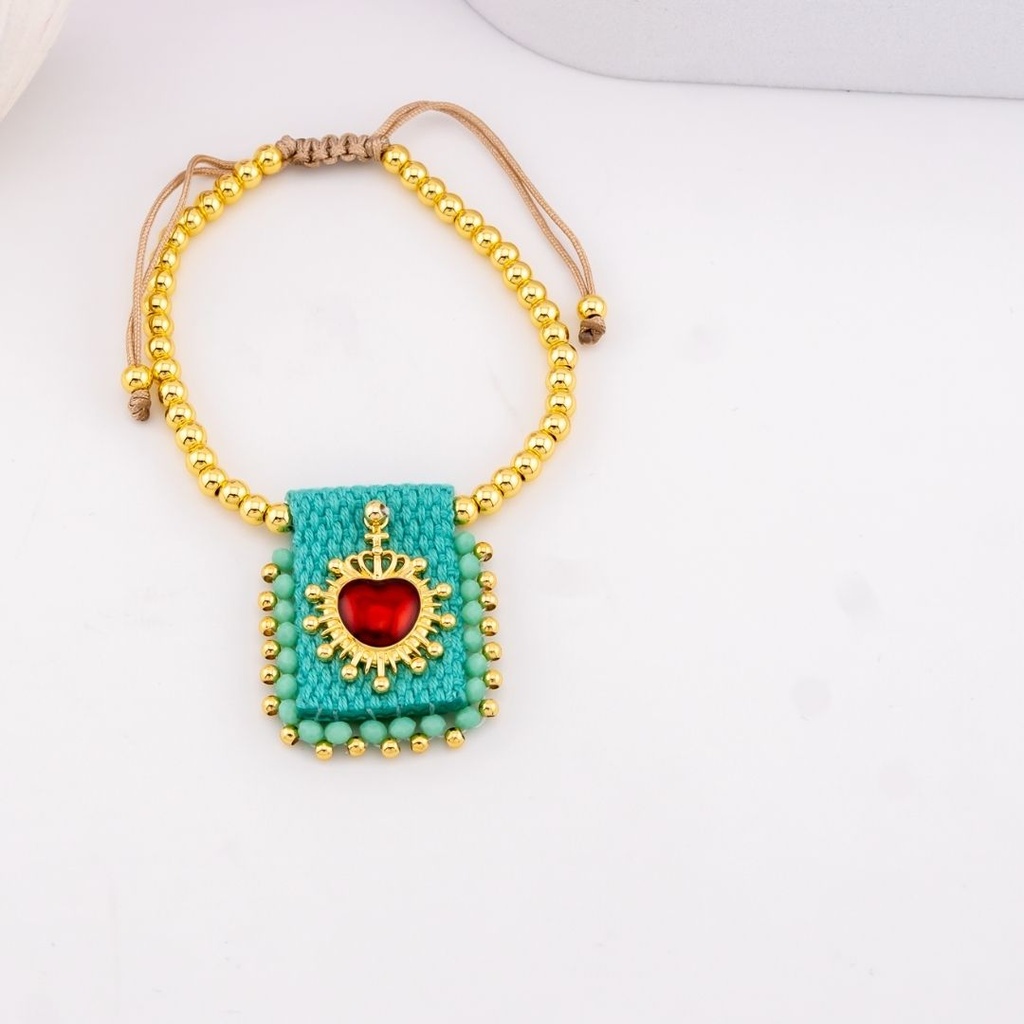 Pulsera de escapulario baño 18k azul