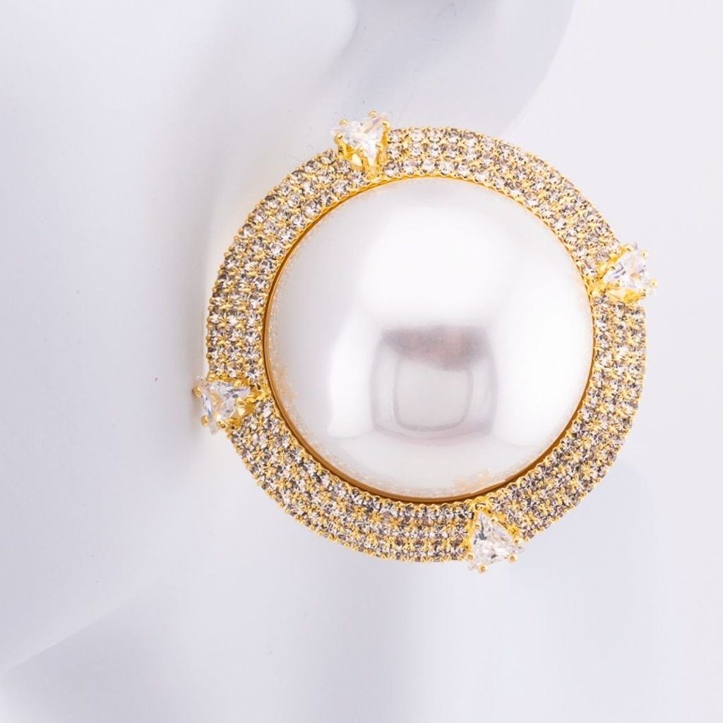 Aretes chunky con perla baño 18k