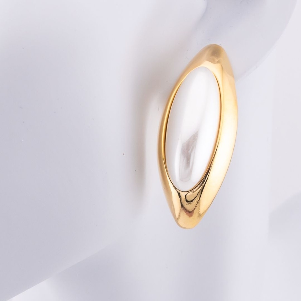 Aretes chunky con perla baño 18k