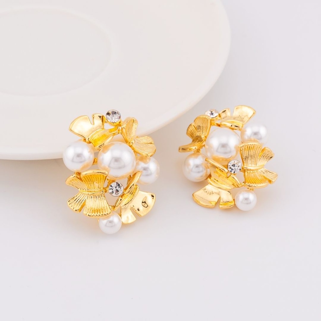 Aretes con perlas zirconias BAÑO 18K