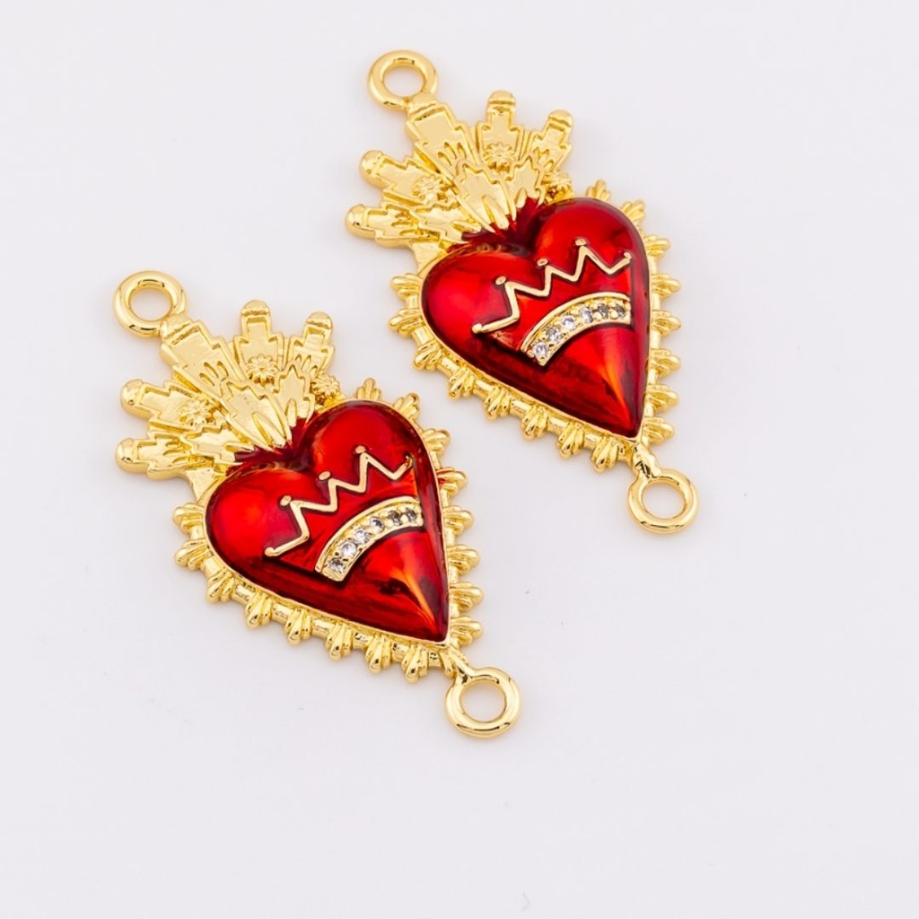 Enlace corazón micropave  baño 18k