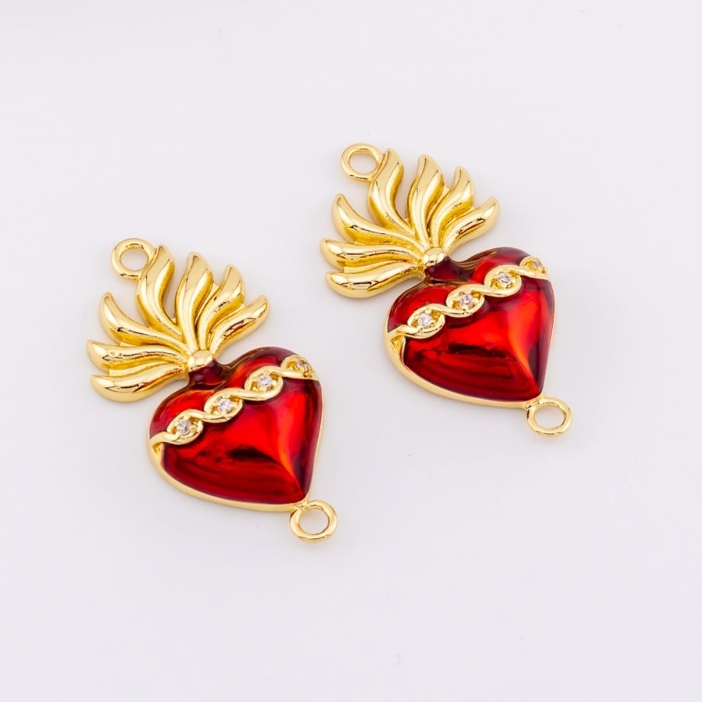 Enlace corazón micropave  baño 18k