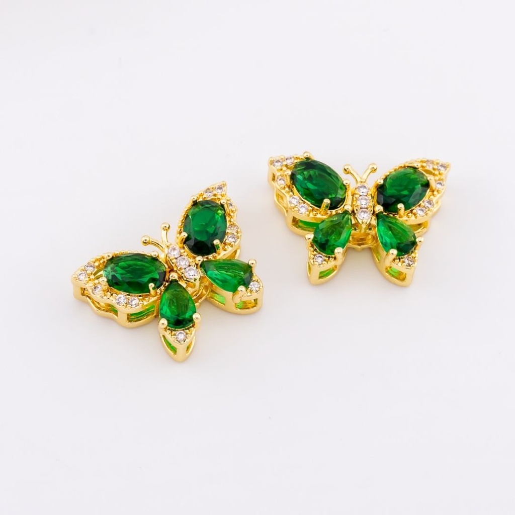 Separador mariposa en micropave cristal esmeralda baño 18k
