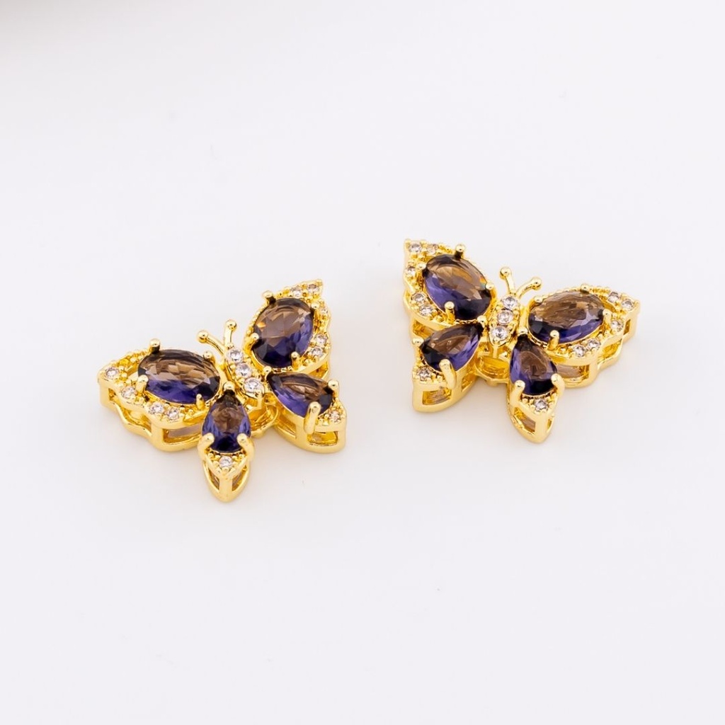 Separador mariposa en micropave cristal violeta baño 18k