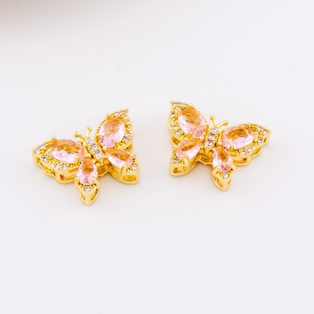 Separador mariposa en micropave cristal rosa baño 18k
